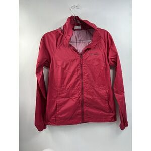 Columbia Jacket Windbreaker Adult Size‎ S Red Hooded